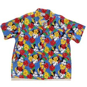 Vintage Disney Mickey Minnie Mouse Hawaiian Shirt XL Barefoot In Paradise USA